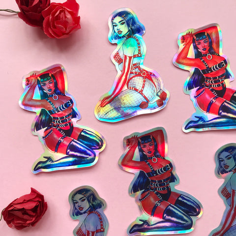Holographic Spicy Pin Up Sticker Set