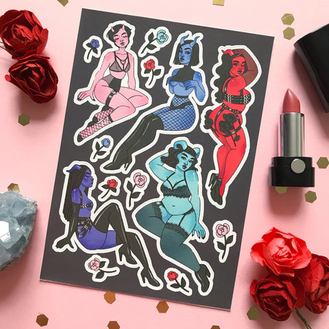 Demon Pin Up Sticker Sheet